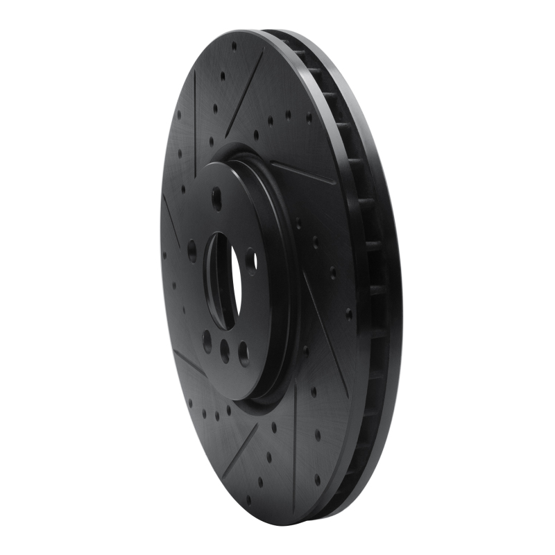 Mini Cooper Clubman Brake Rotor (1) - Front Left - R1 Concepts - Drilled & Slotted - Black - `15-`19